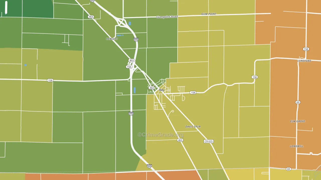 Bay, AR Map of Vandalism Rates