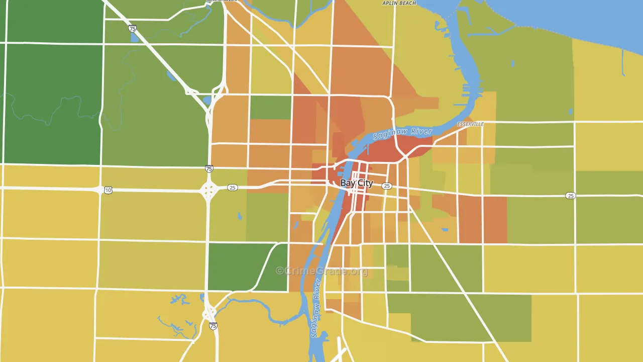 Bay City, MI Map of Vandalism Rates