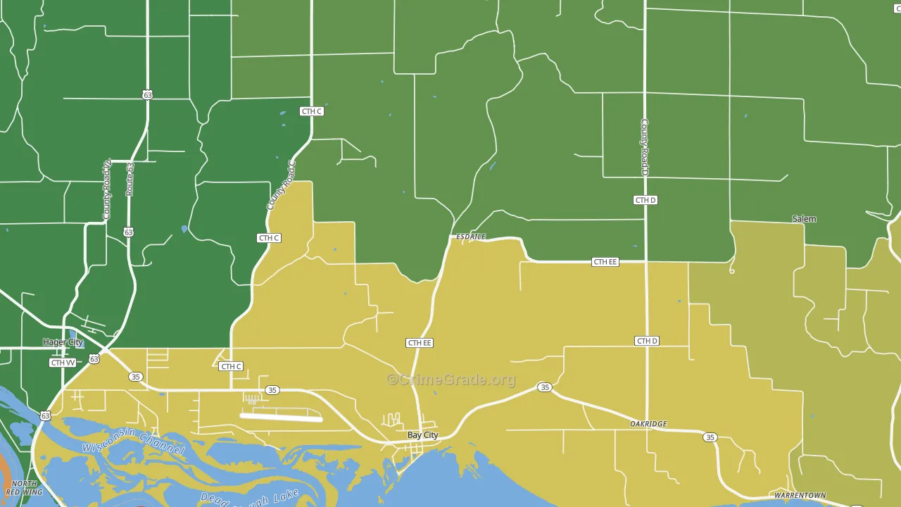 Bay City, WI Map of Vandalism Rates