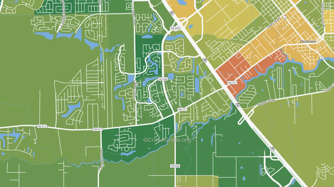 Bay Colony, League City, TX Map of Vandalism Rates