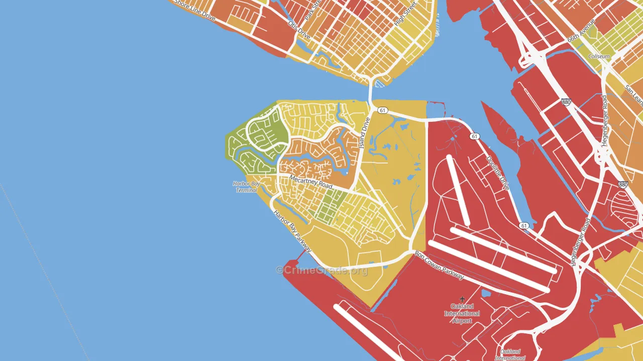 Bay Farm Island, Alameda, CA Map of Vandalism Rates