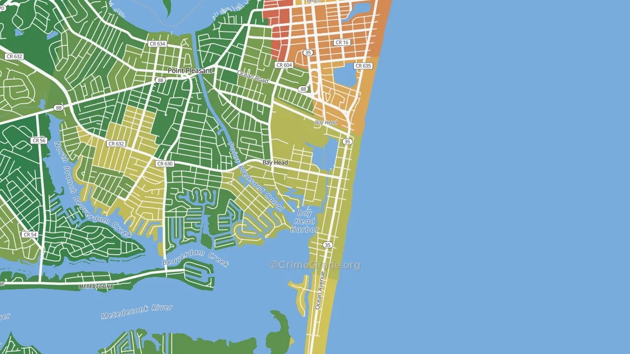 Bay Head, NJ Map of Vandalism Rates