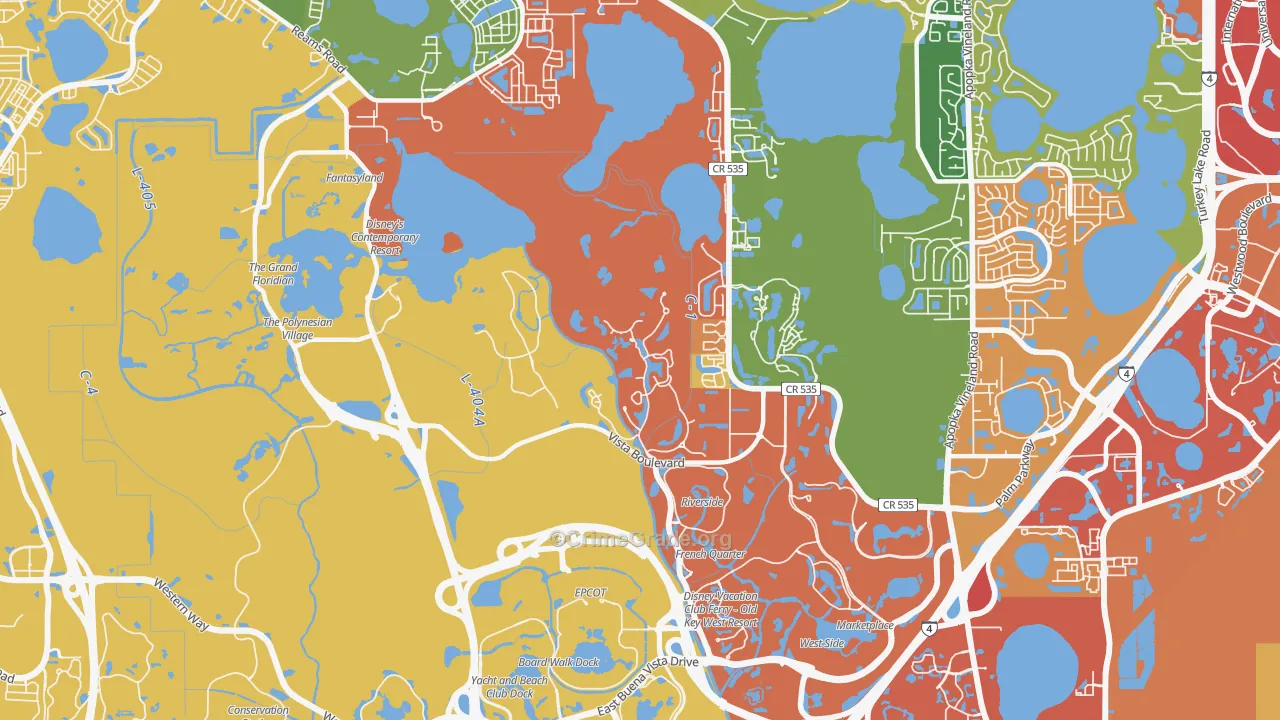 Bay Lake, FL Map of Vandalism Rates
