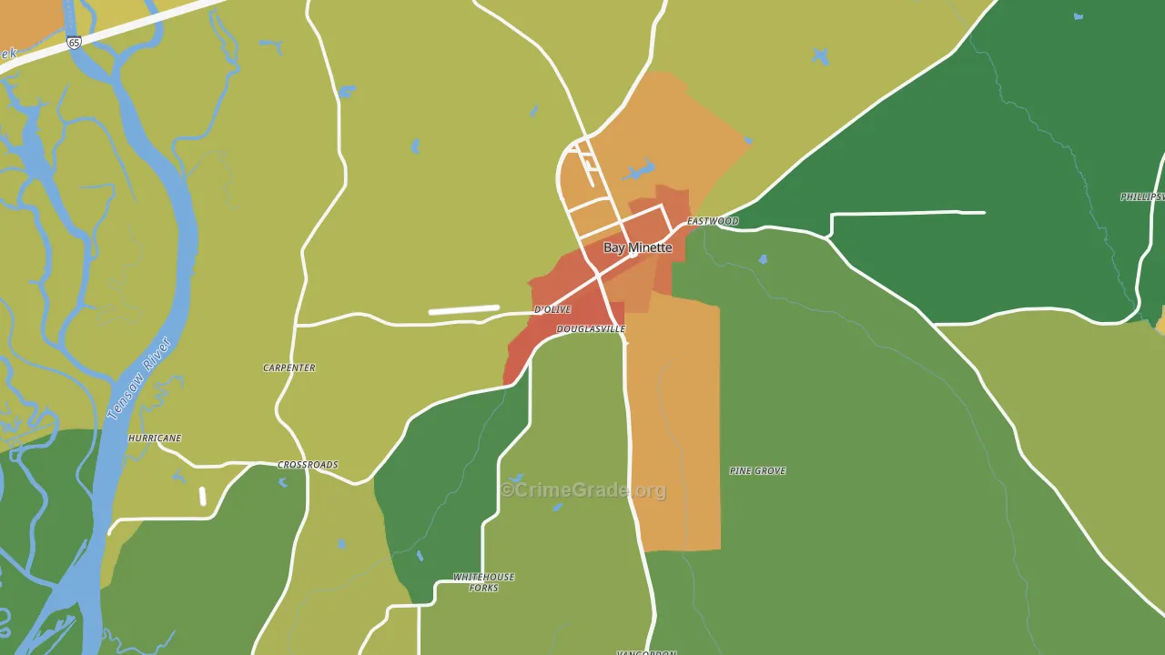 Bay Minette, AL Map of Vandalism Rates