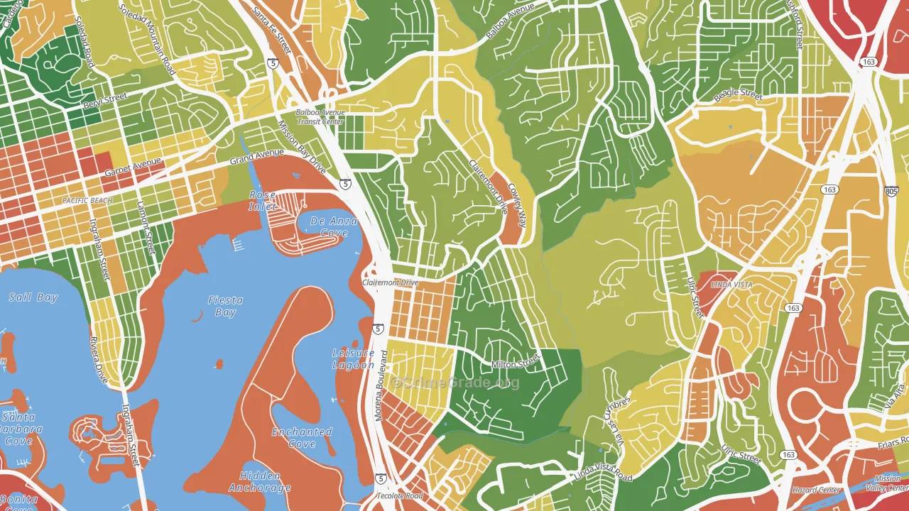 Bay Park, San Diego, CA Map of Vandalism Rates
