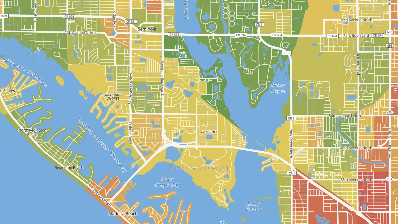 Bay Pines, FL Map of Vandalism Rates