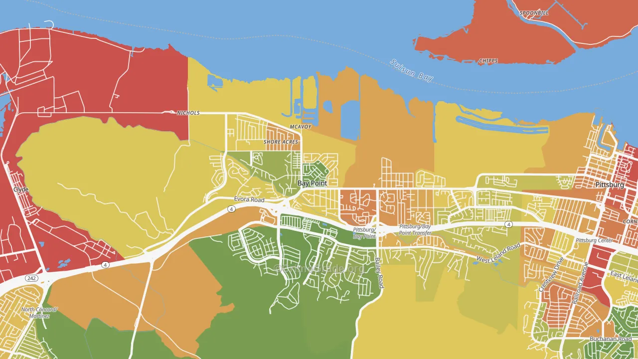 Bay Point, CA Map of Vandalism Rates