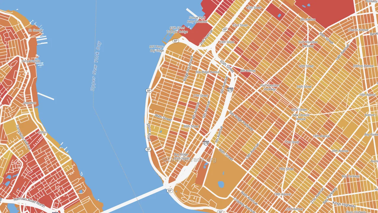 Bay Ridge-Fort Hamilton, Brooklyn, NY Map of Vandalism Rates