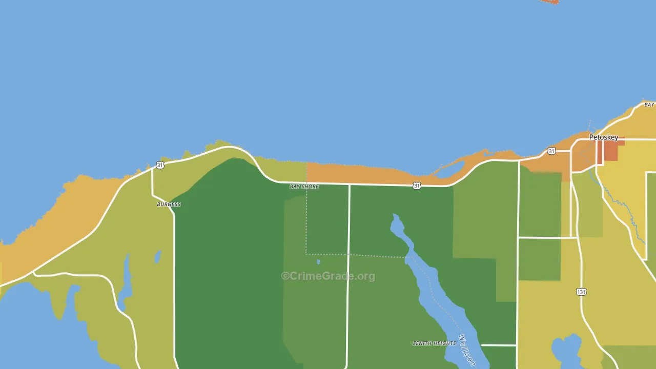 Bay Shore, MI Map of Vandalism Rates