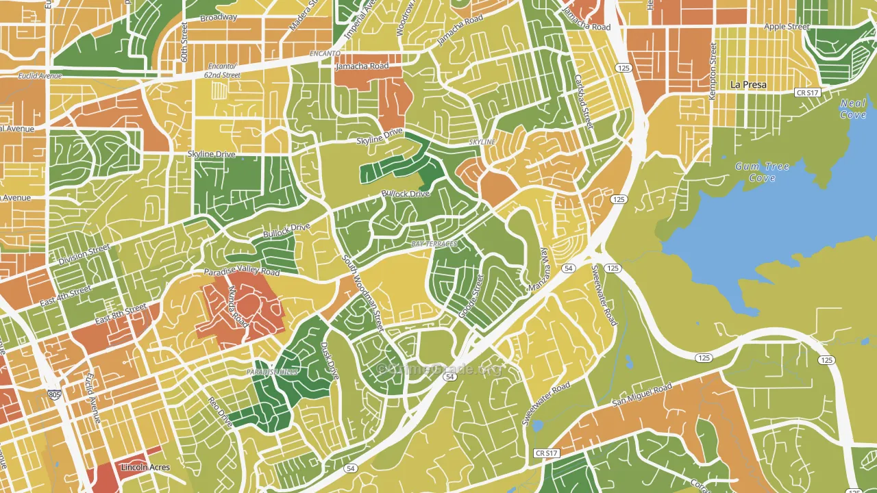 Bay Terraces, San Diego, CA Map of Vandalism Rates