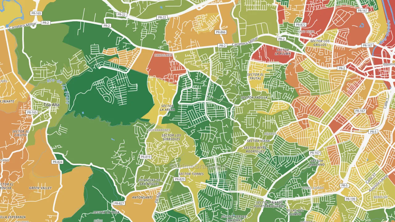 Bayamon Gardens, PR Map of Vandalism Rates