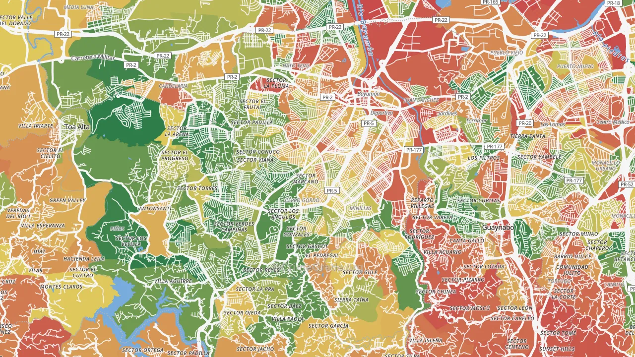 Bayamon, PR Map of Vandalism Rates