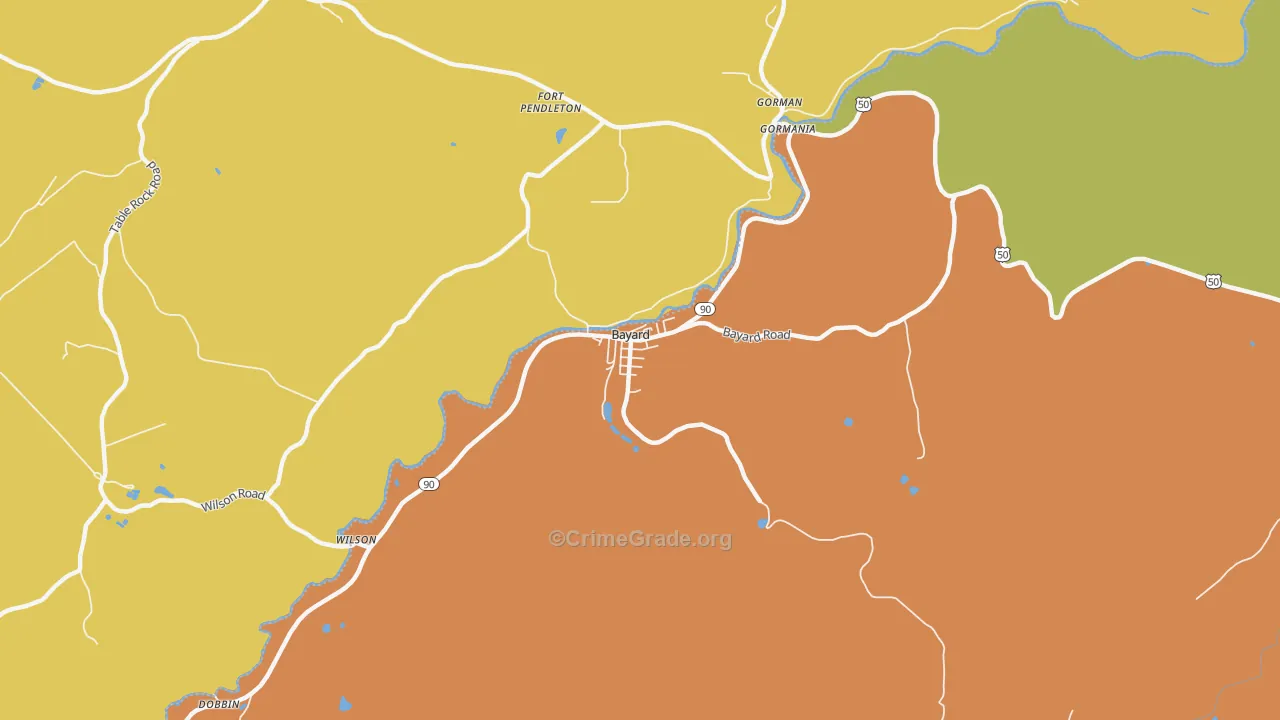 Bayard, WV Map of Vandalism Rates