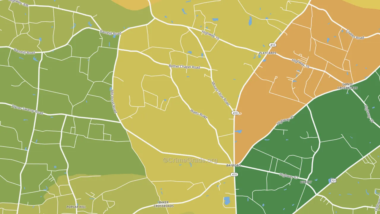 Bayboro, SC Map of Vandalism Rates