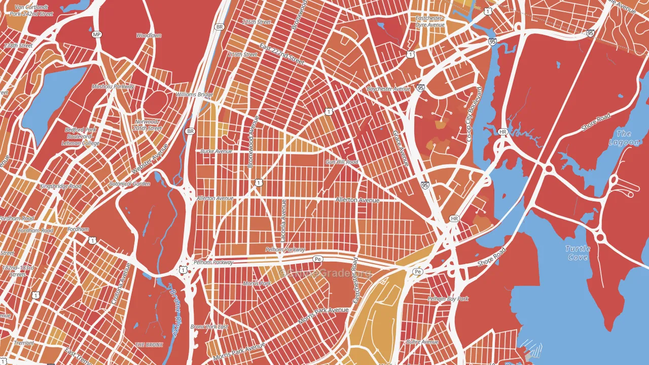 Baychester, Bronx, NY Map of Vandalism Rates