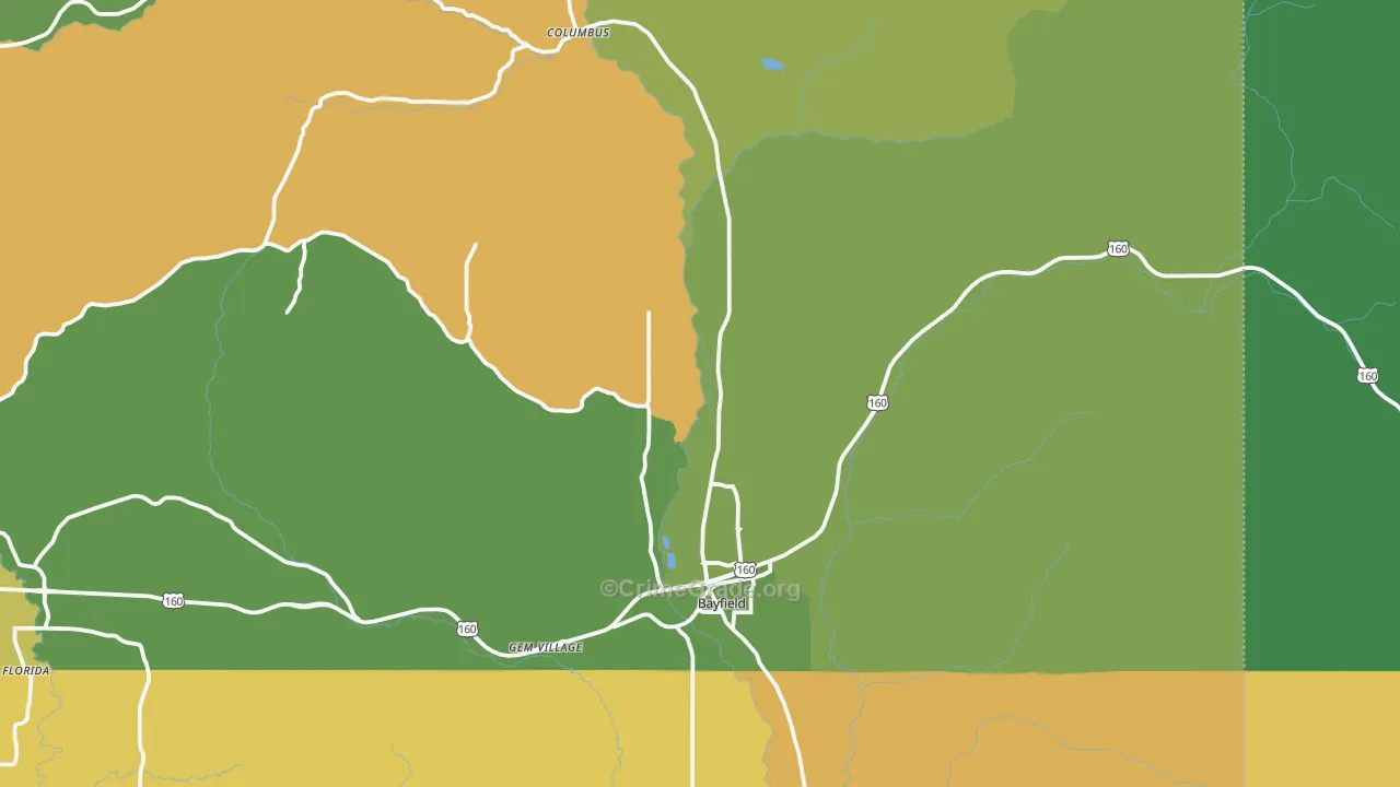 Bayfield, CO Map of Vandalism Rates