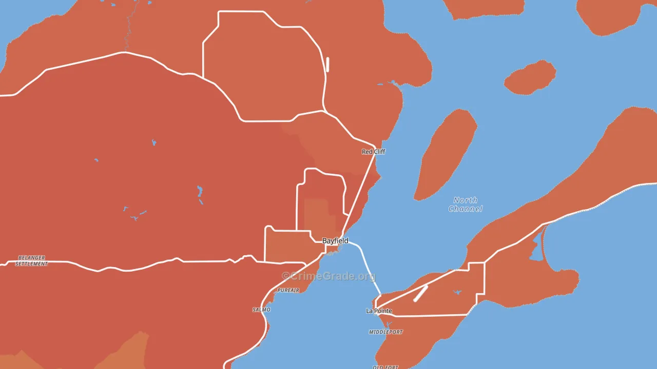 Bayfield, WI Map of Vandalism Rates