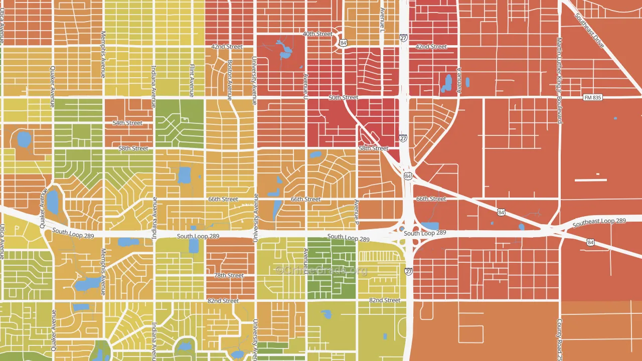Bayless Atkins, Lubbock, TX Map of Vandalism Rates