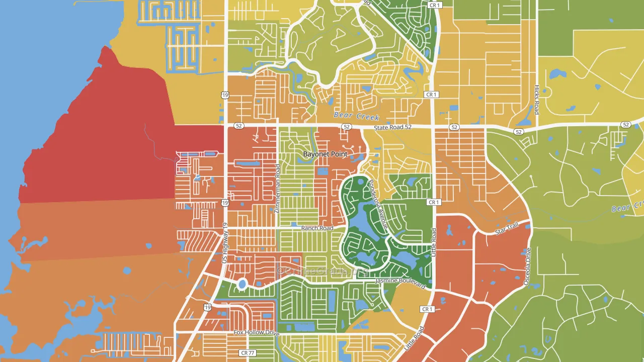 Bayonet Point, FL Map of Vandalism Rates