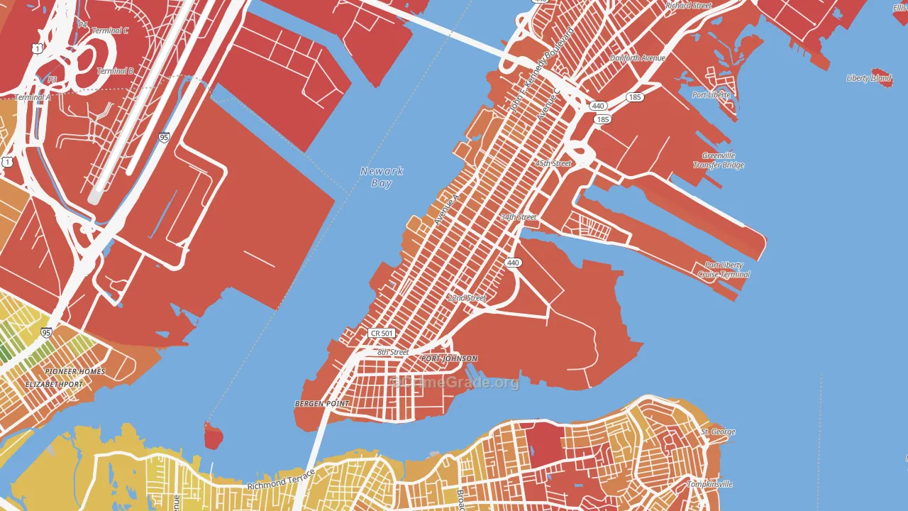 Bayonne, NJ Map of Vandalism Rates