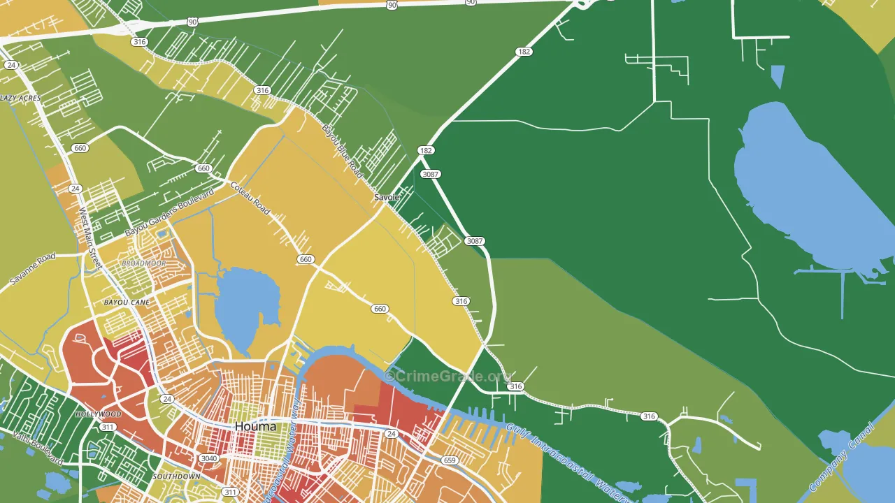 Bayou Blue, LA Map of Vandalism Rates