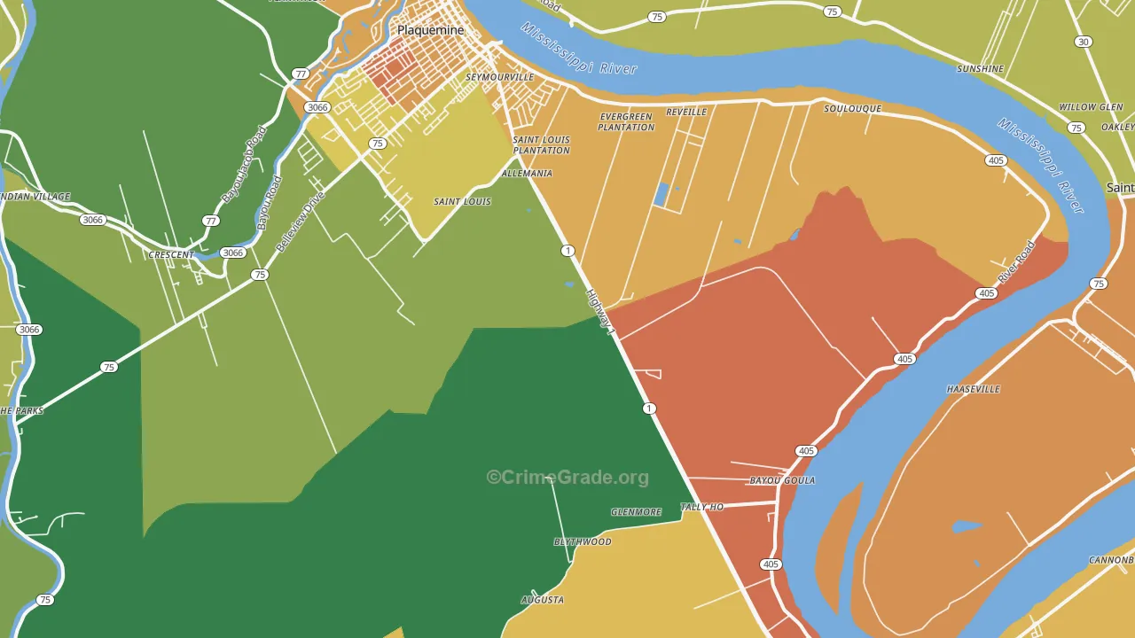 Bayou Goula, LA Map of Vandalism Rates