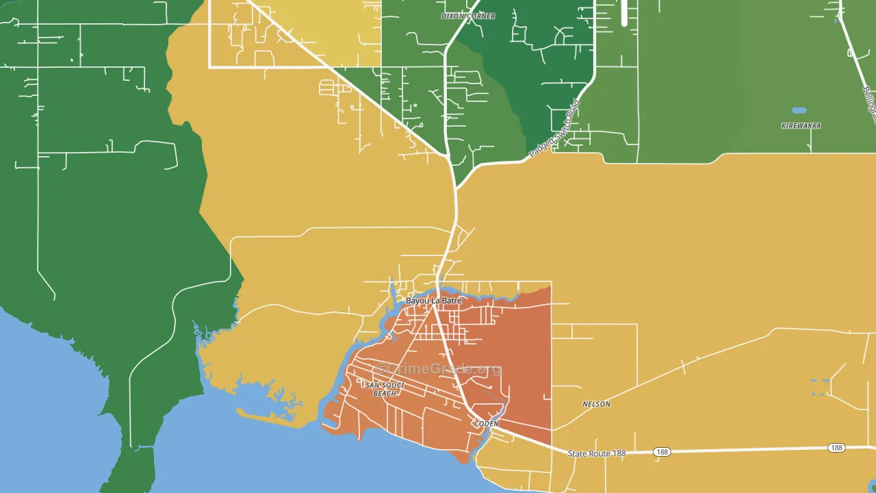 Bayou La Batre, AL Map of Vandalism Rates