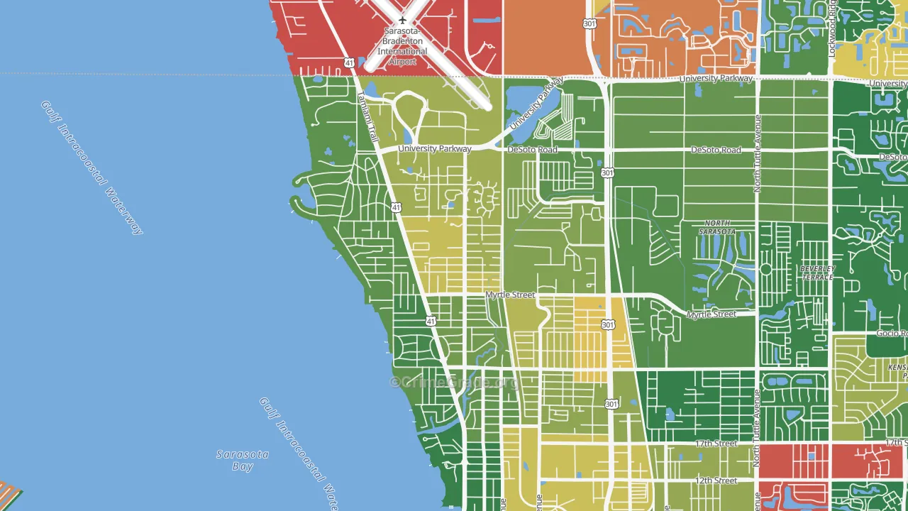 Bayou Oaks, Sarasota, FL Map of Vandalism Rates