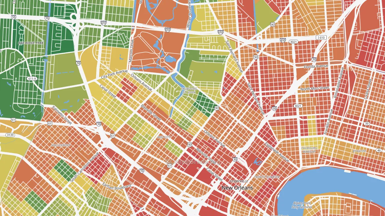 Bayou St John, New Orleans, LA Map of Vandalism Rates