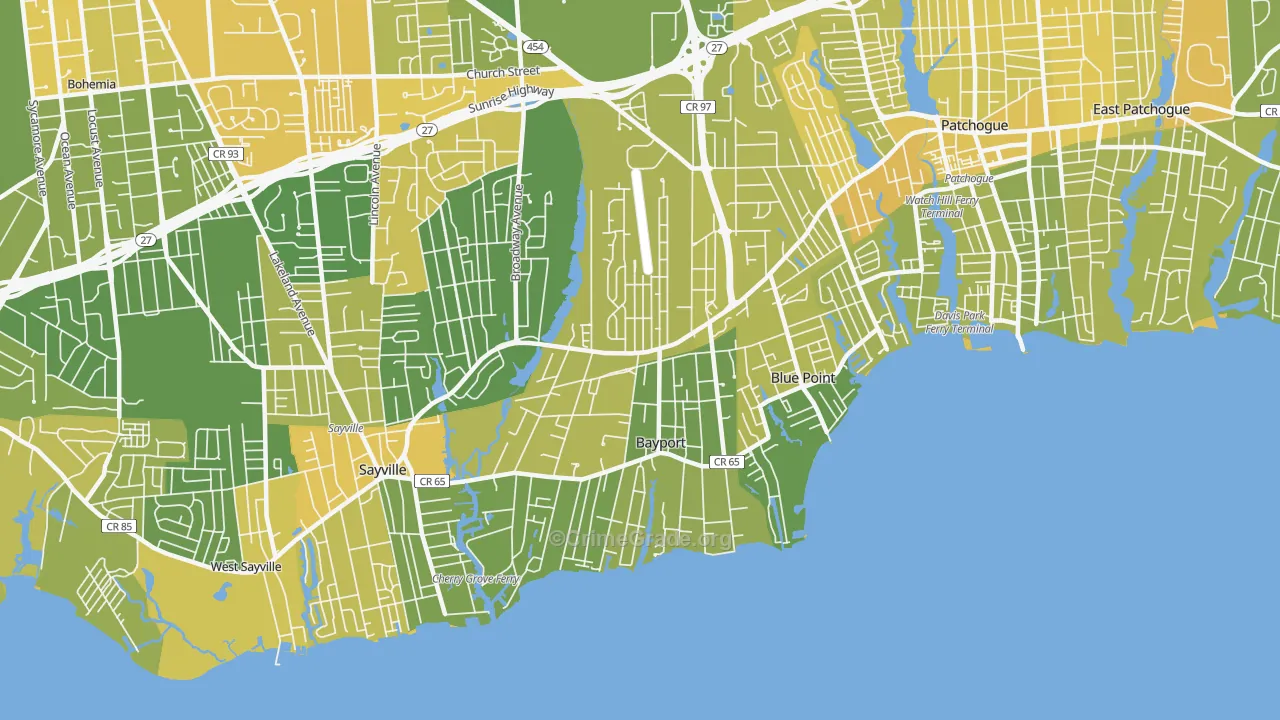 Bayport, NY Map of Vandalism Rates