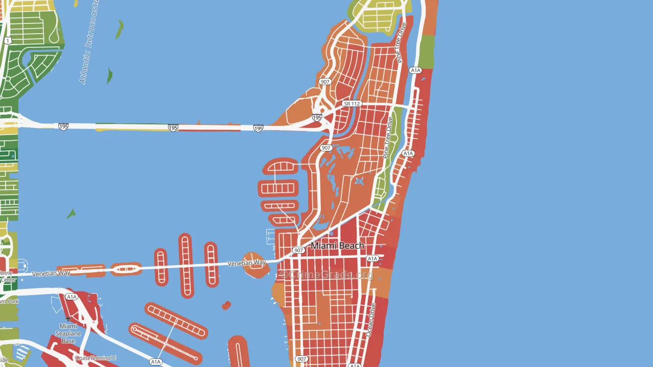 Bayshore, Miami Beach, FL Map of Vandalism Rates