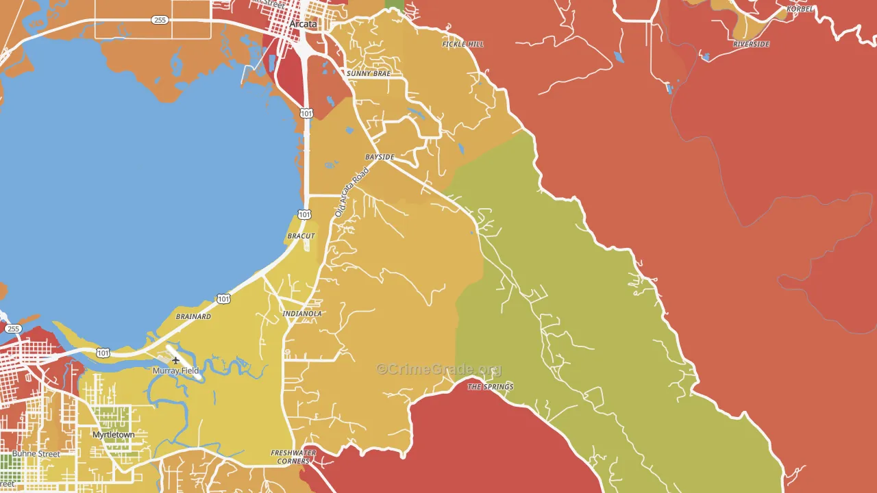 Bayside, CA Map of Vandalism Rates