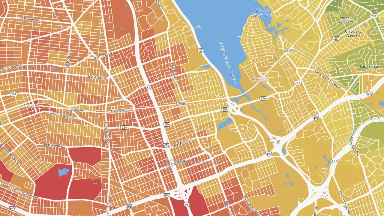 Bayside, Queens, NY Map of Vandalism Rates