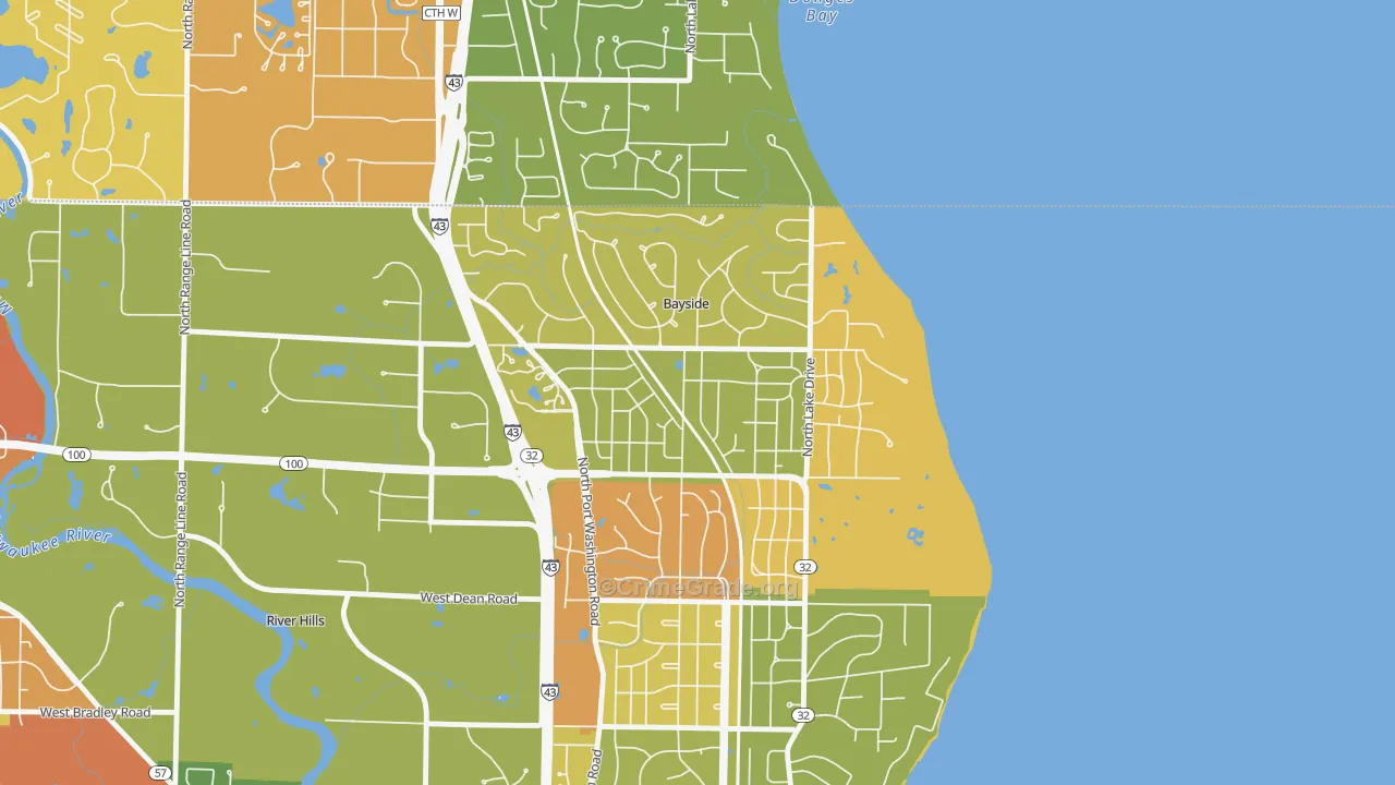 Bayside, WI Map of Vandalism Rates