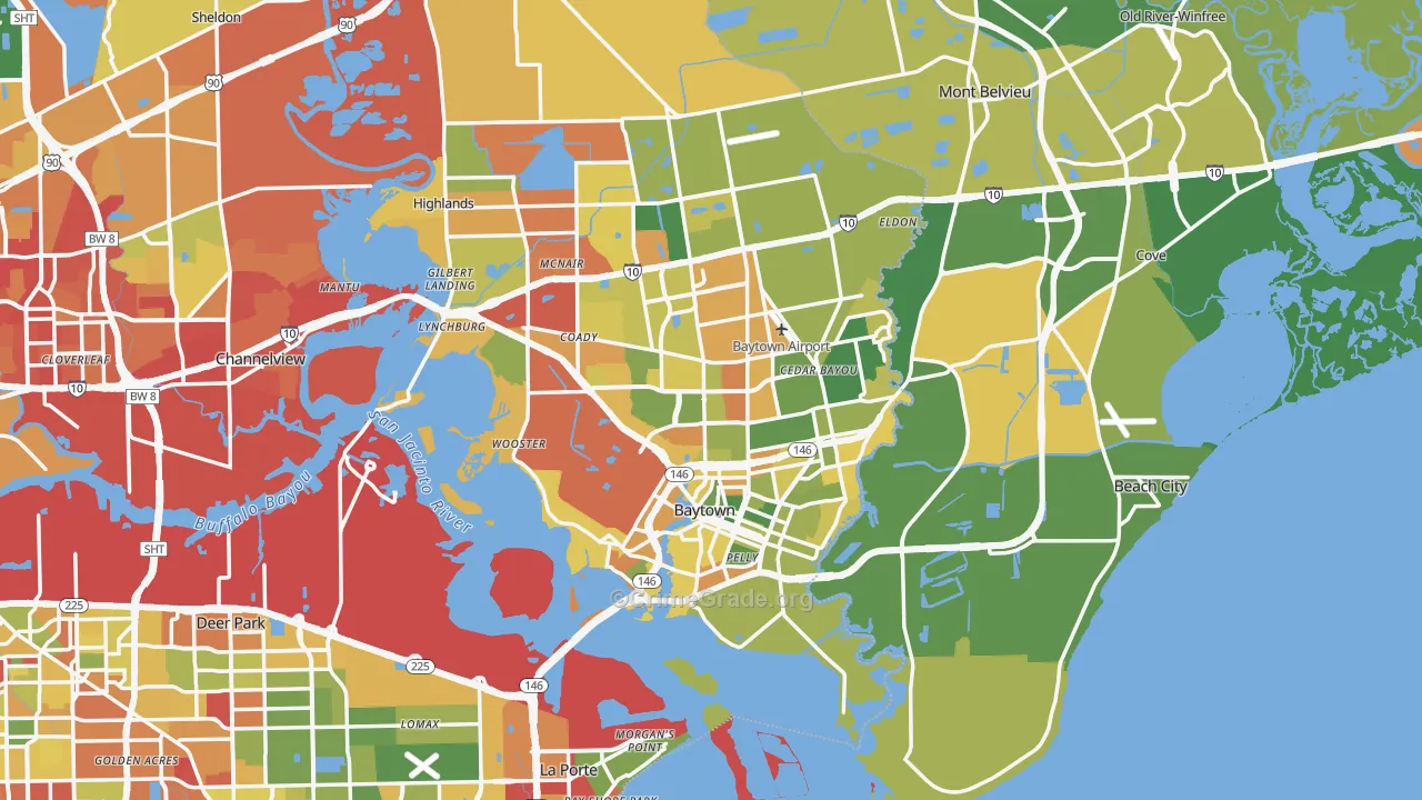 Baytown, TX Map of Vandalism Rates