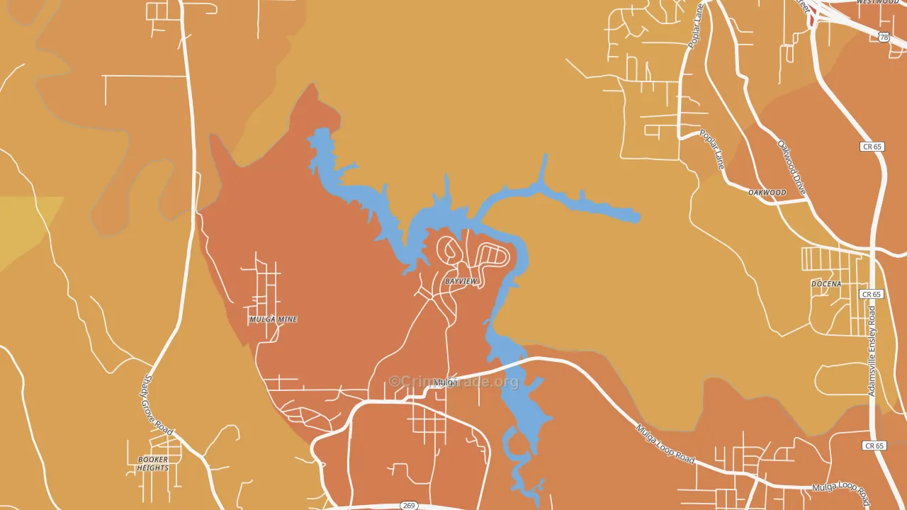 Bayview, AL Map of Vandalism Rates