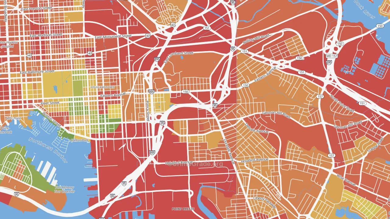 Bayview Area, Baltimore, MD Map of Vandalism Rates