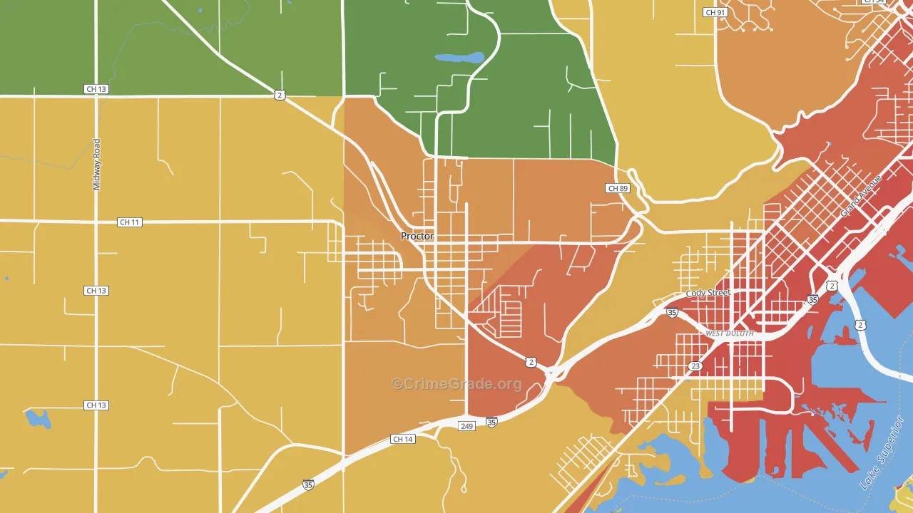 Bayview Heights, Proctor, MN Map of Vandalism Rates