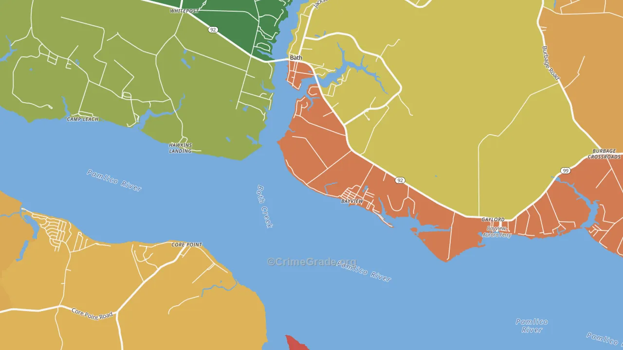 Bayview, NC Map of Vandalism Rates