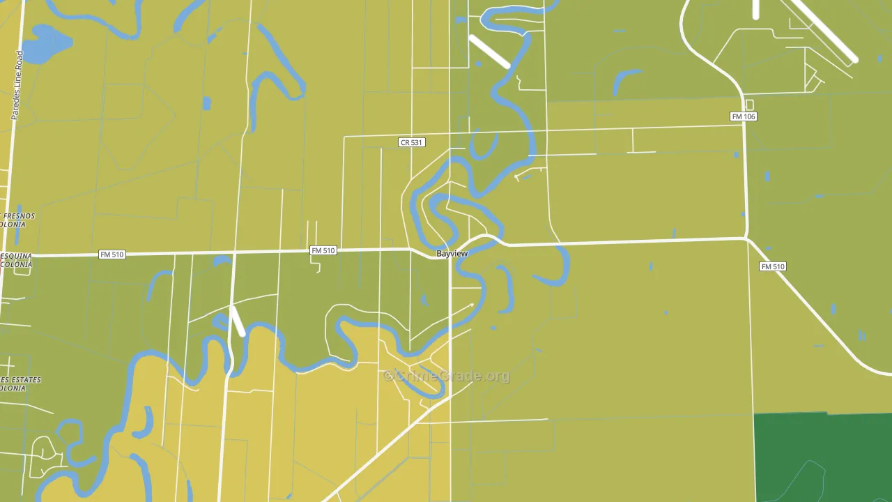 Bayview, TX Map of Vandalism Rates
