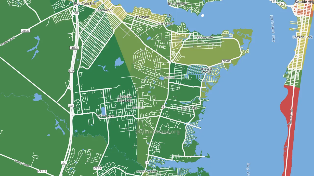 Bayville, NJ Map of Vandalism Rates
