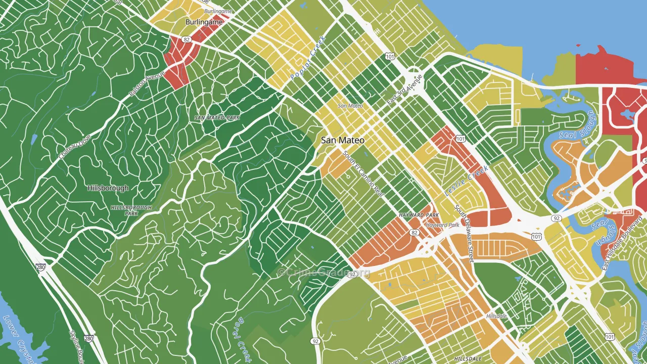 Baywood-Aragon, San Mateo, CA Map of Vandalism Rates