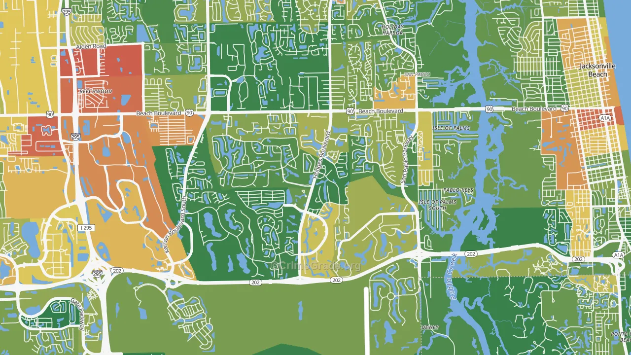 Beach Haven, Jacksonville, FL Map of Vandalism Rates