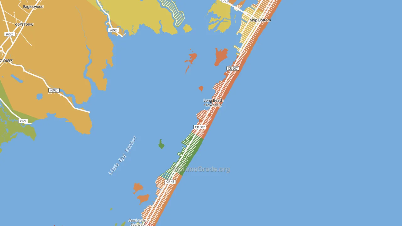 Beach Haven, NJ Map of Vandalism Rates