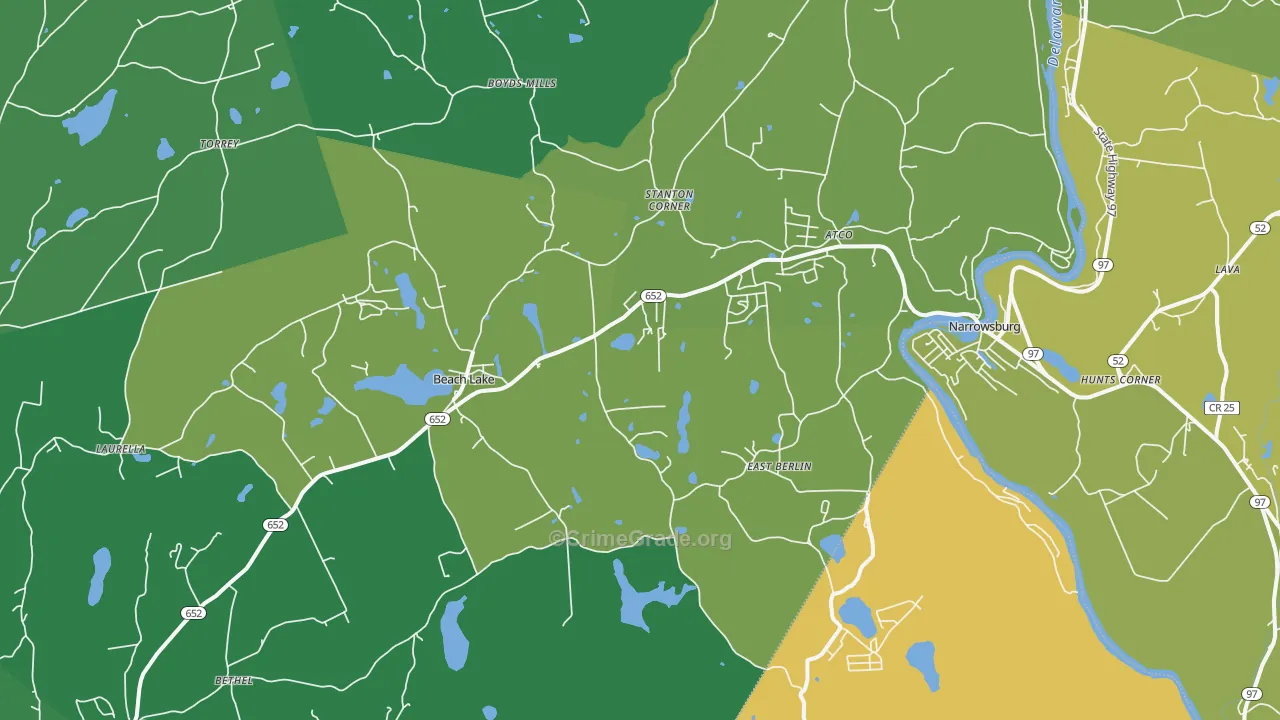 Beach Lake, PA Map of Vandalism Rates