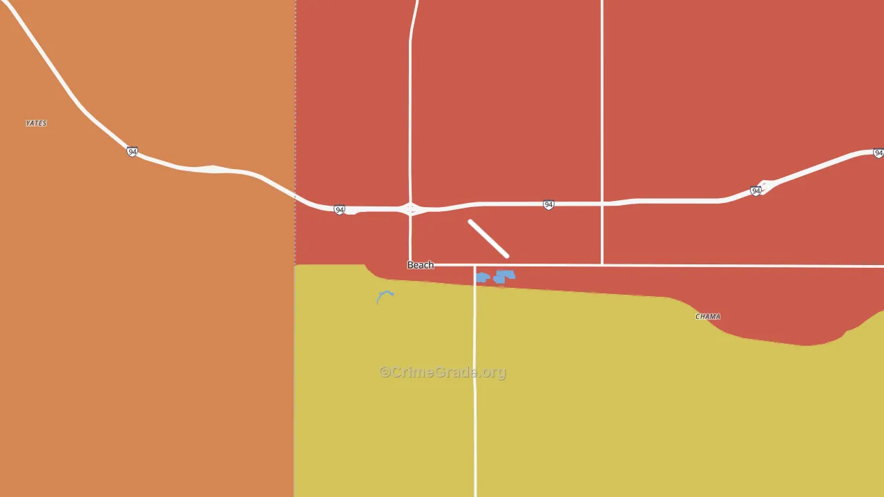 Beach, ND Map of Vandalism Rates