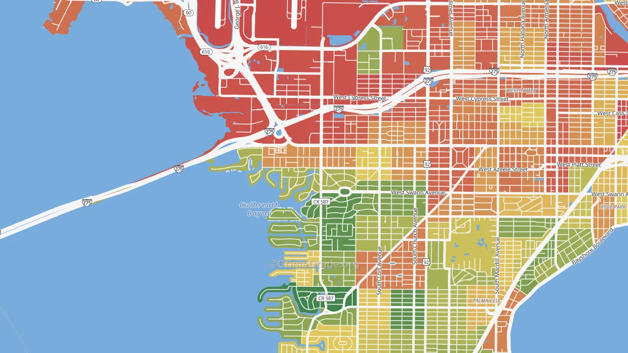 Beach Park, Tampa, FL Map of Vandalism Rates