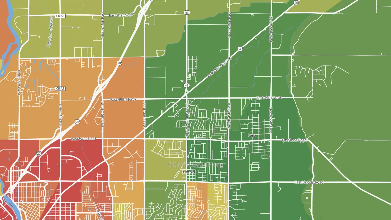 Beachs Corner, ID Map of Vandalism Rates