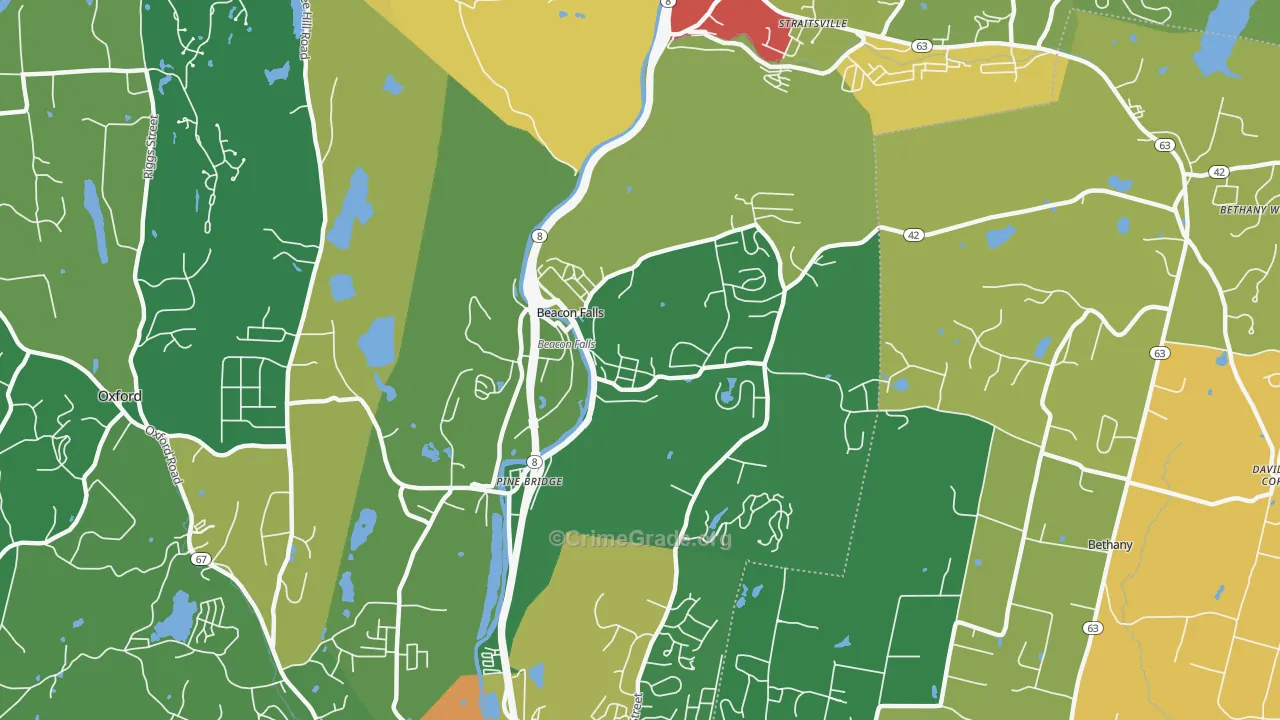 Beacon Falls, CT Map of Vandalism Rates