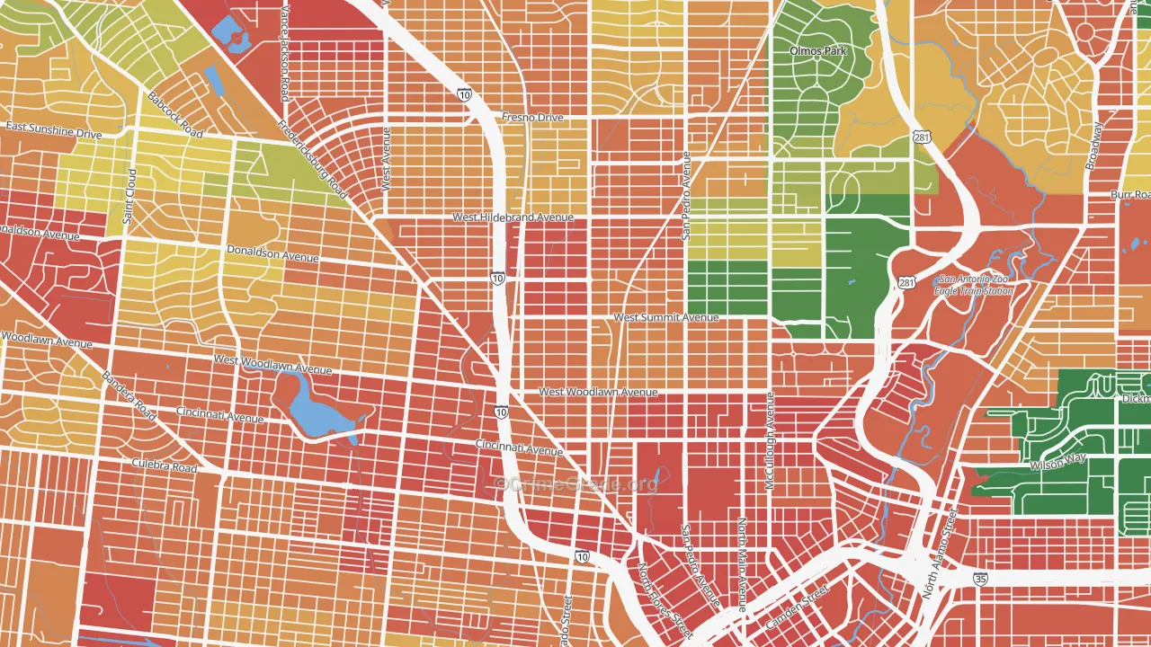 Beacon Hill, San Antonio, TX Map of Vandalism Rates